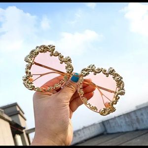 One of a kind oversized, gold, full-rim sunglasses